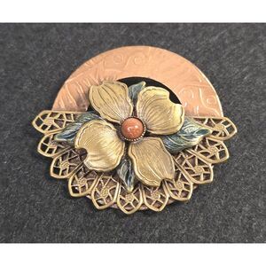 Mixed Metal Dogwood Flower Brooch